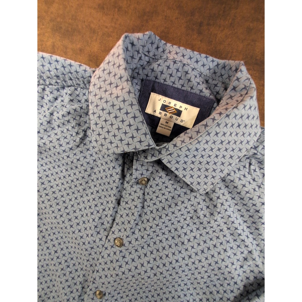 Joseph Abboud Mens‎ Blue Geometric Star Print Cotton Button Down Shirt Size M